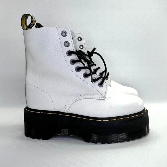 Dr Martens 1460 Pascal Max Optical White Pisa Leather Platform Boots Size US 9 - Picture 1 of 16